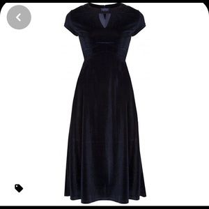 Lindy Bop Juliet Blue Velvet Midi Dress